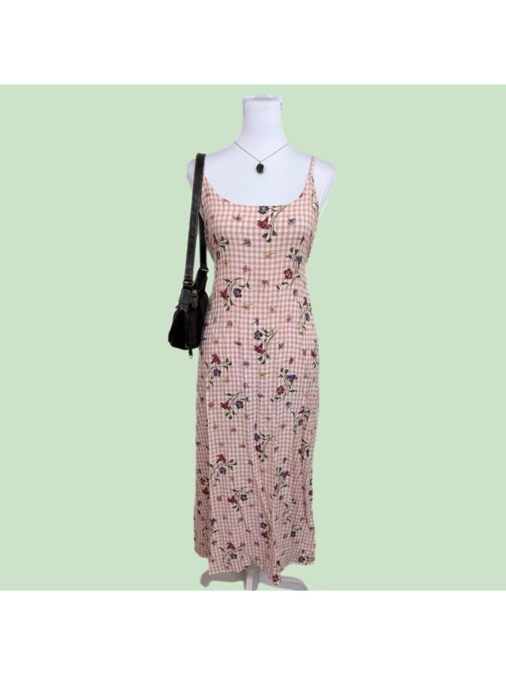 90s gingham floral coquette dress